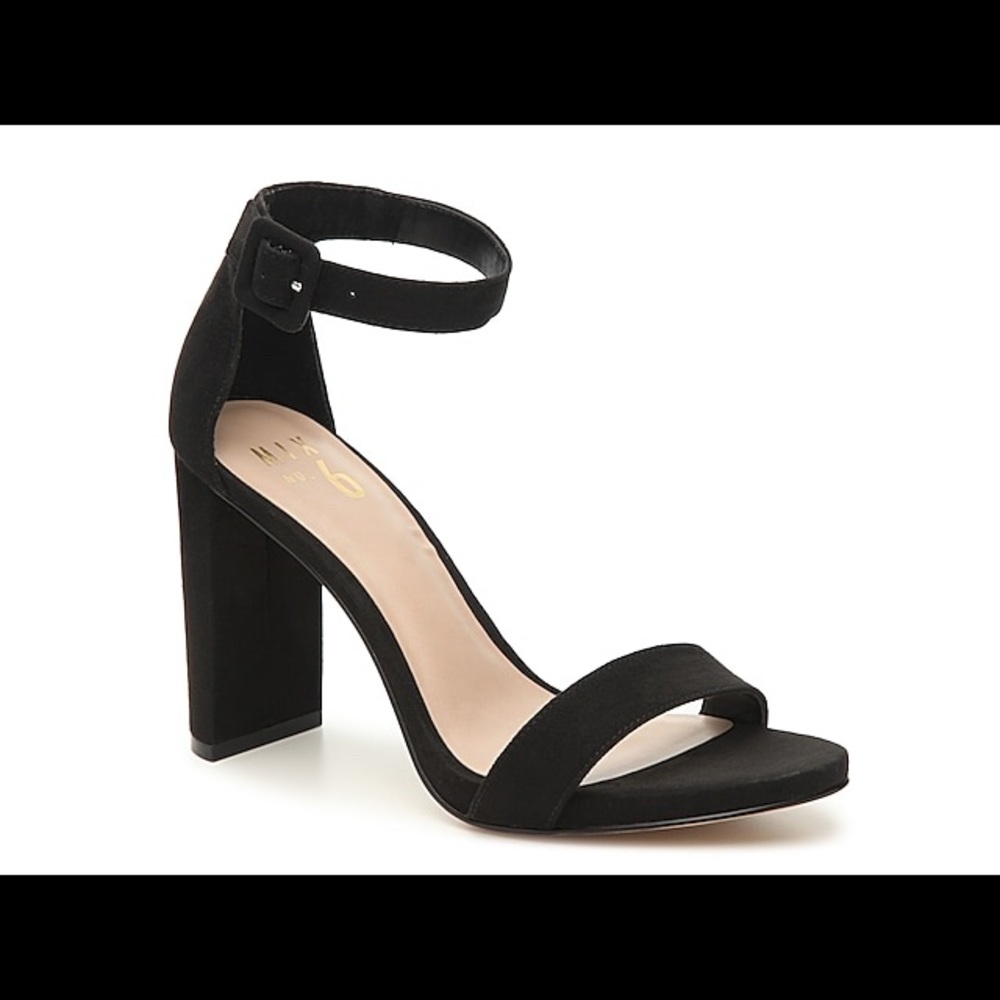 Mix No 6 black faux suede block heels. 3 3/4
